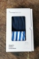 Preview: KnowledgeCotton Apparel Unterhose - 2er-Pack Trunks Bio in blau weiß gestreift & navy originalverpackt von vorne